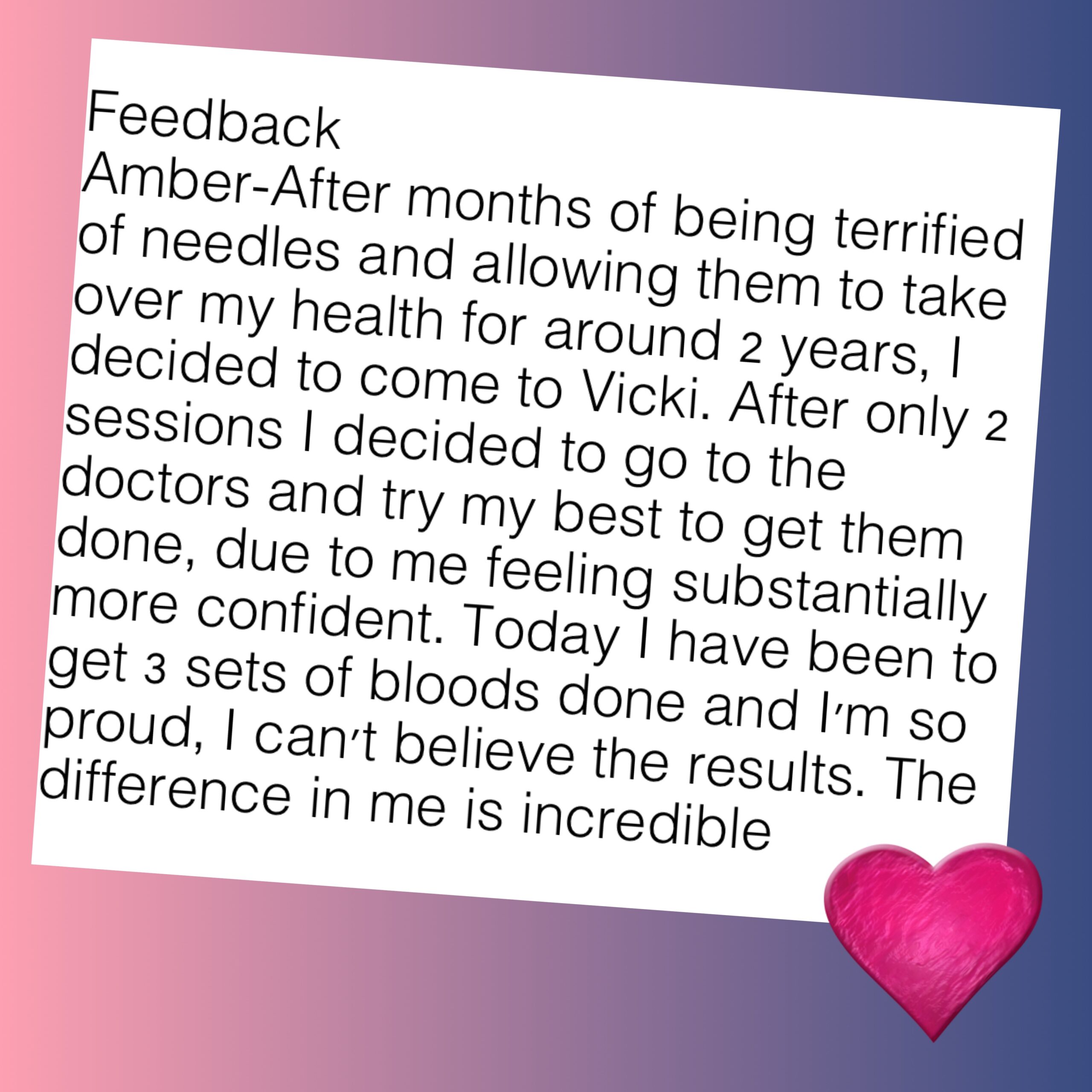 Testimonial - Hypnotherapy - Amber